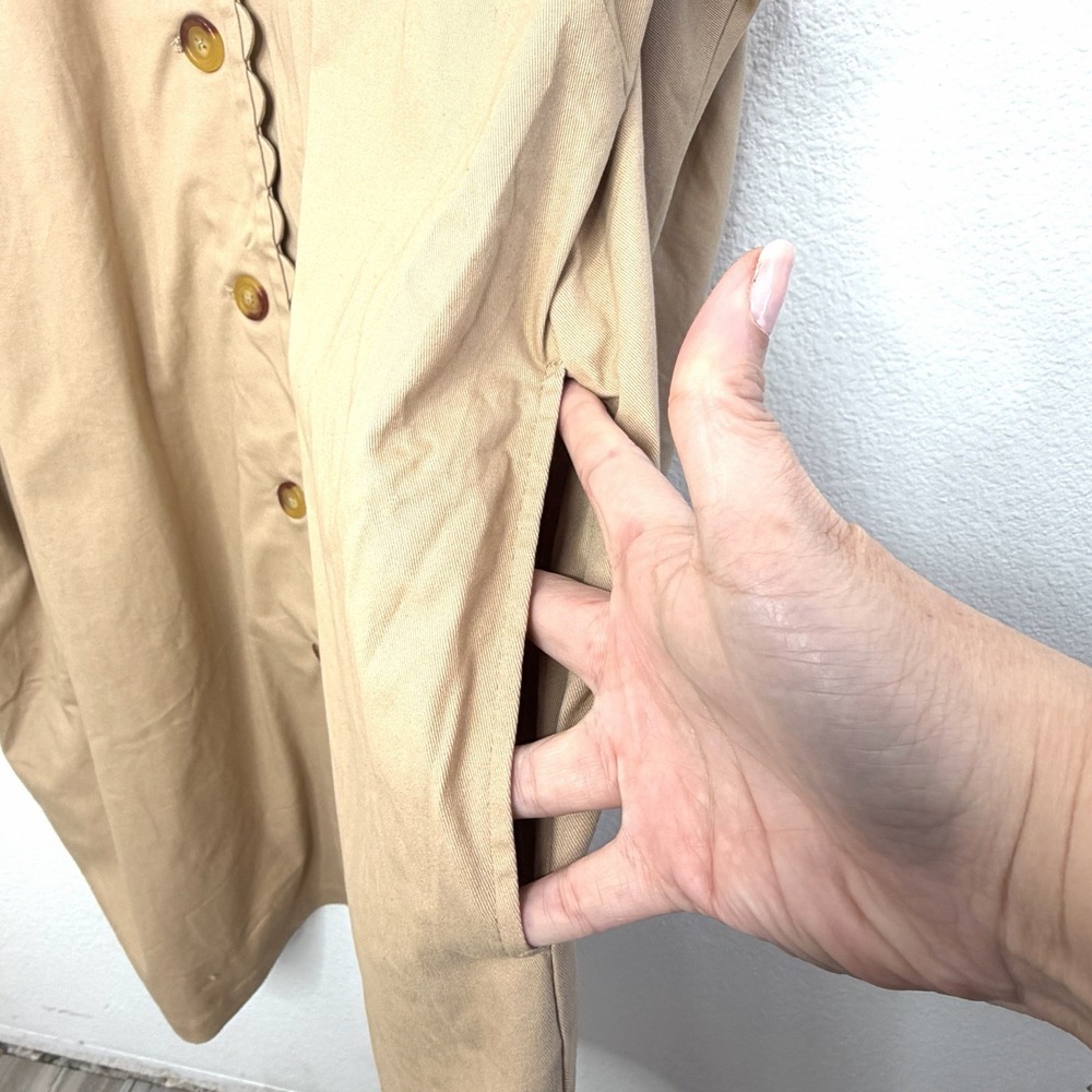 NWT Kika‎ Vargas x Target Beige Scalloped Collar Midi Lightweight Jacket Size 4X - Picture 8 of 14